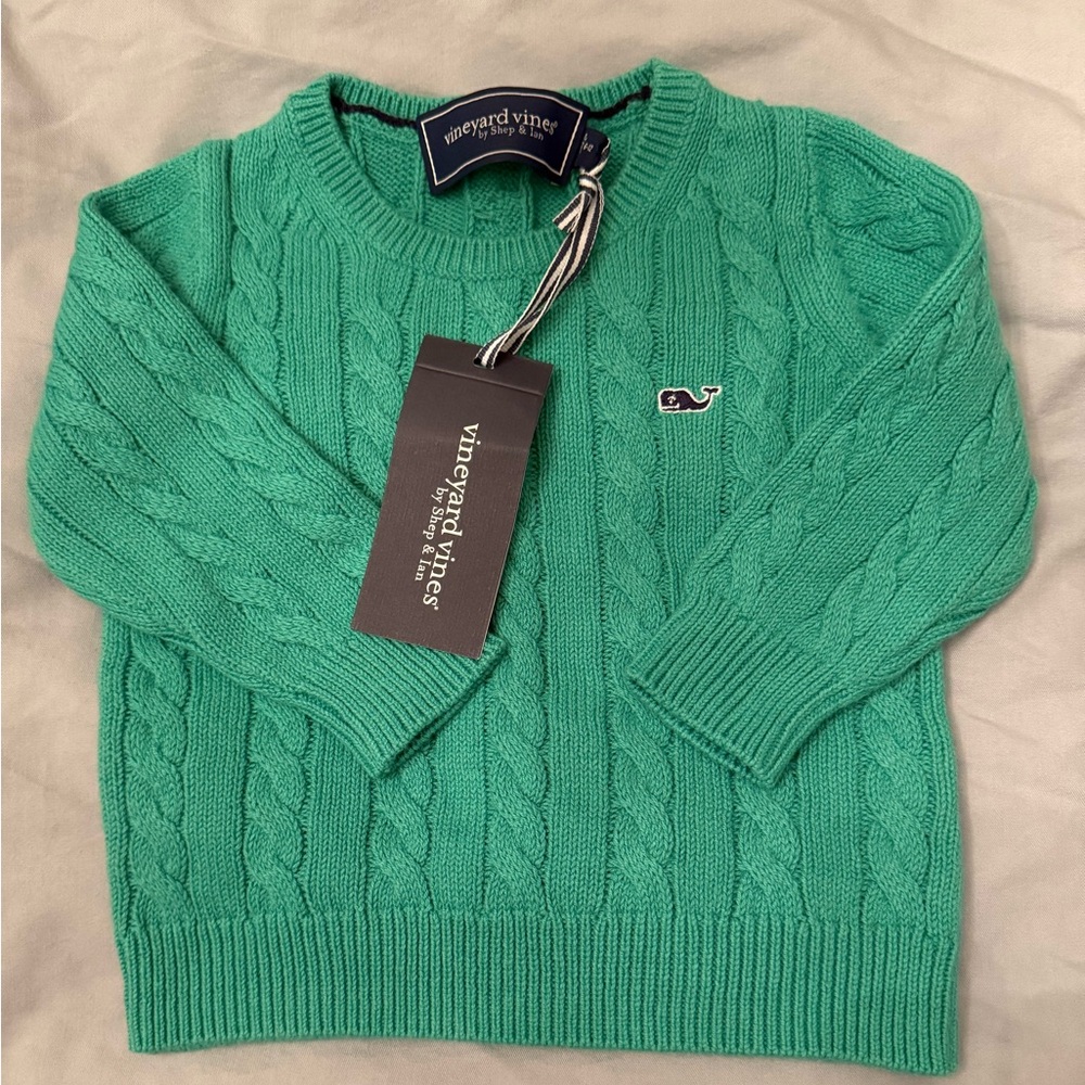 Vineyard Vines Baby Green Cable Knit Sweater